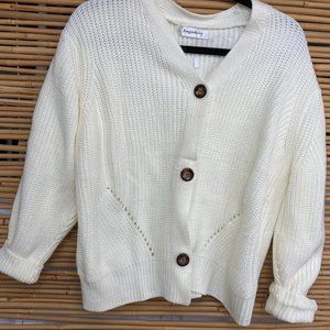 Knit White Button Down Cardigan
